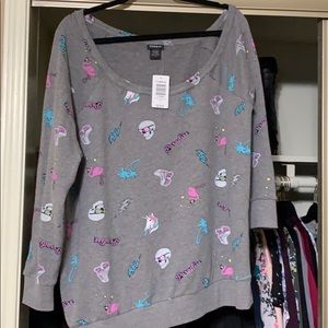 Off the shoulder Gray sweatshirt